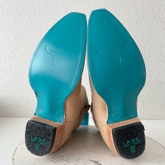 Lane EMMA JANE Womens Cowboy Booties 8.5 Tan Western Cowgirl Short Ankle Boots - Picture 9 of 12